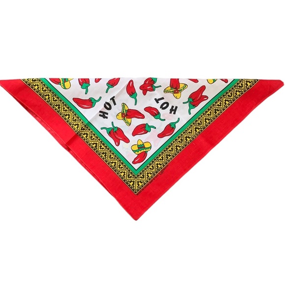 Southwest Hot Chili Peppers Vintage Bandana Colourful Festival Artsy Made in USA - Picture 3 of 4